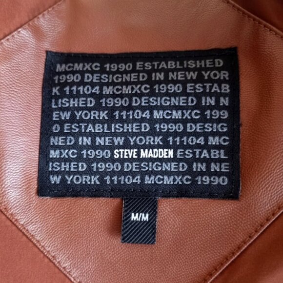 🔥STEVE MADDEN Women Faux Leather Jacket (M) Brown Quilted TRENDY - Picture 7 of 7